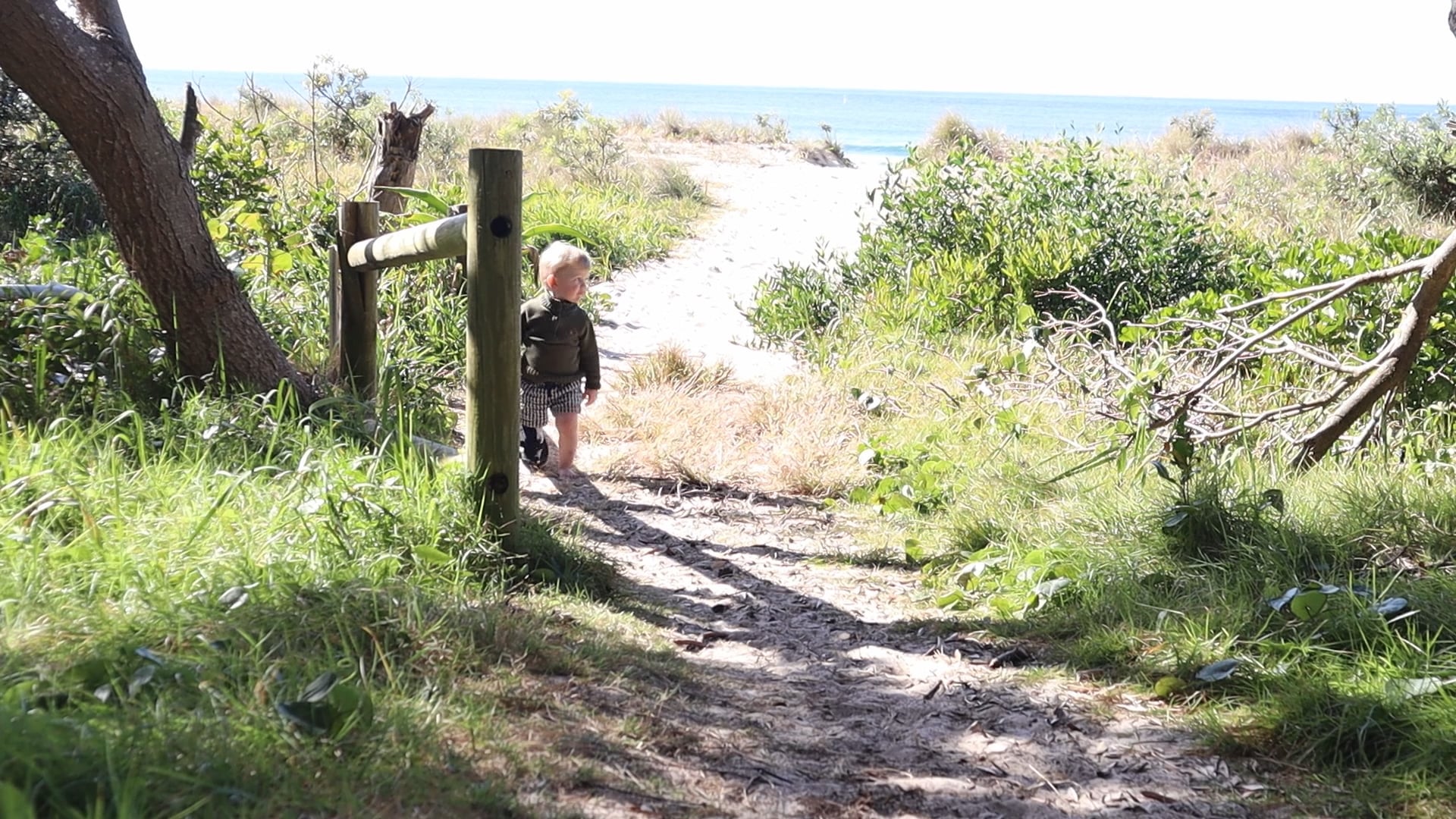 Henry at the beach path